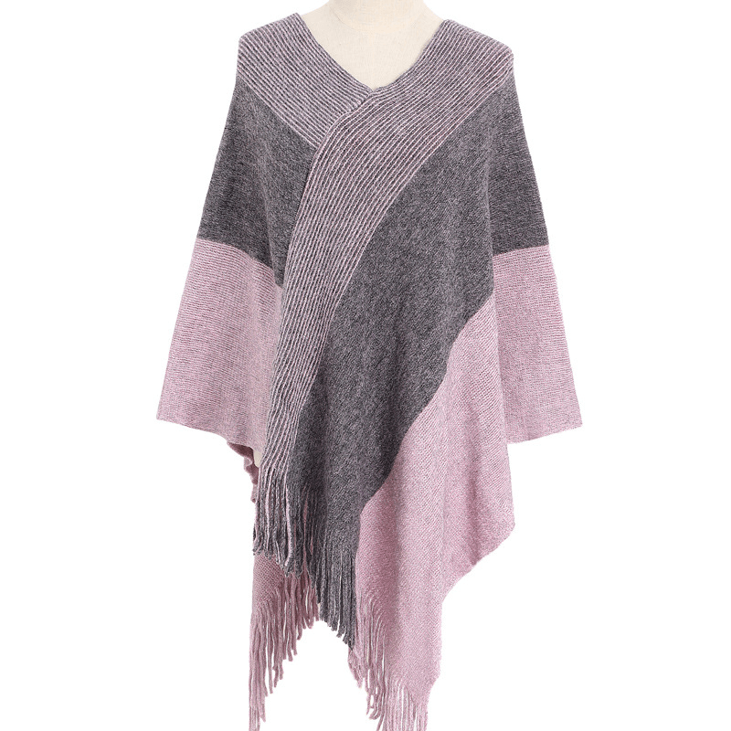 Knitted tassel shawl cape, view 5 - MRSLM