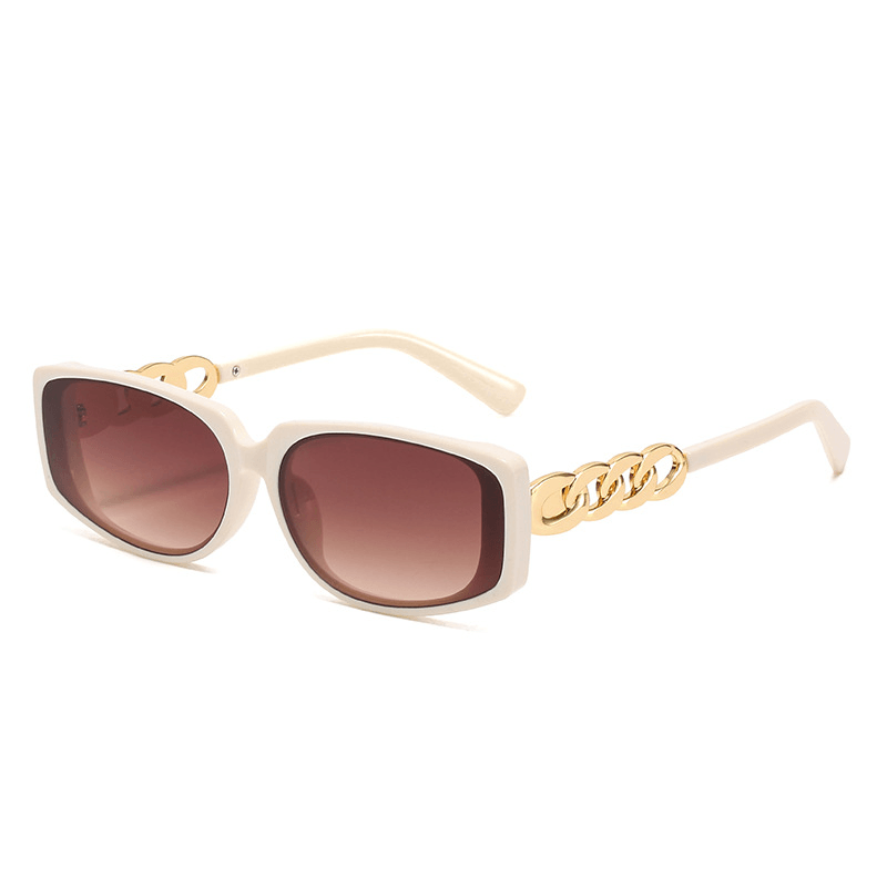 women's chain detail square sunglasses, view 3 - MRSLM