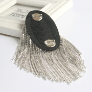 silver fringed metal epaulette shoulder brooch, view 2 - MRSLM