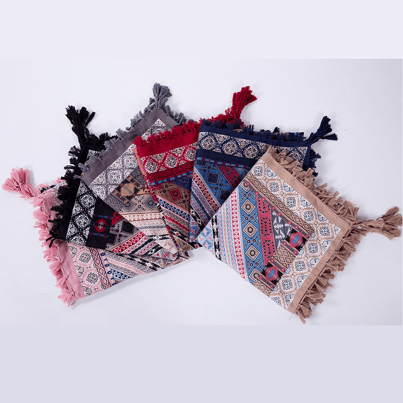ethnic style fringed square scarf, view 9 - MRSLM