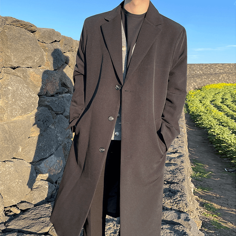 Men's black mid-length loose casual jacket, view 2 - MRSLM