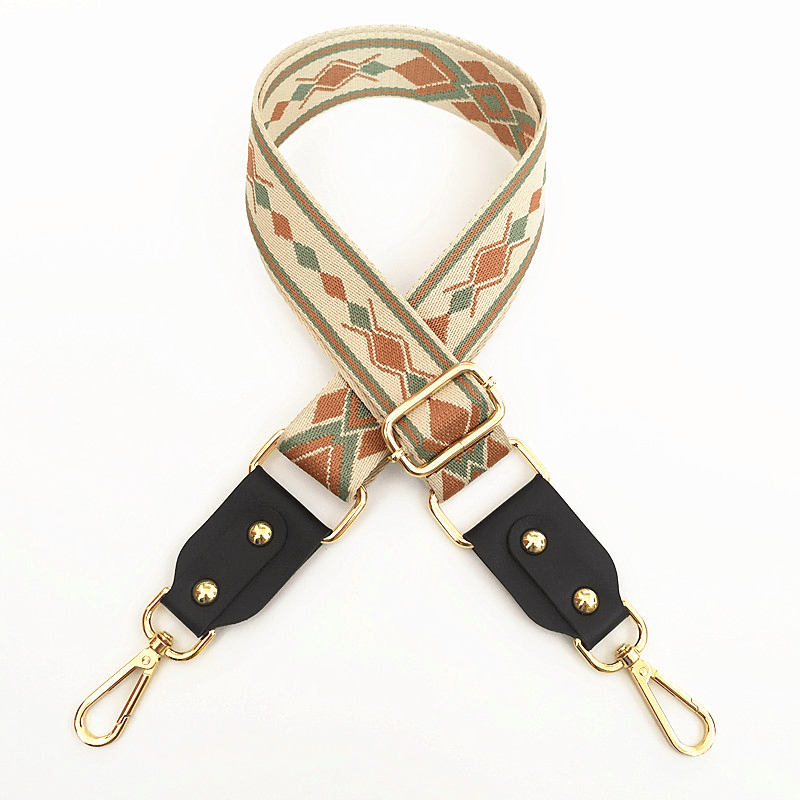 adjustable jacquard bag strap with leather, view 22 - MRSLM