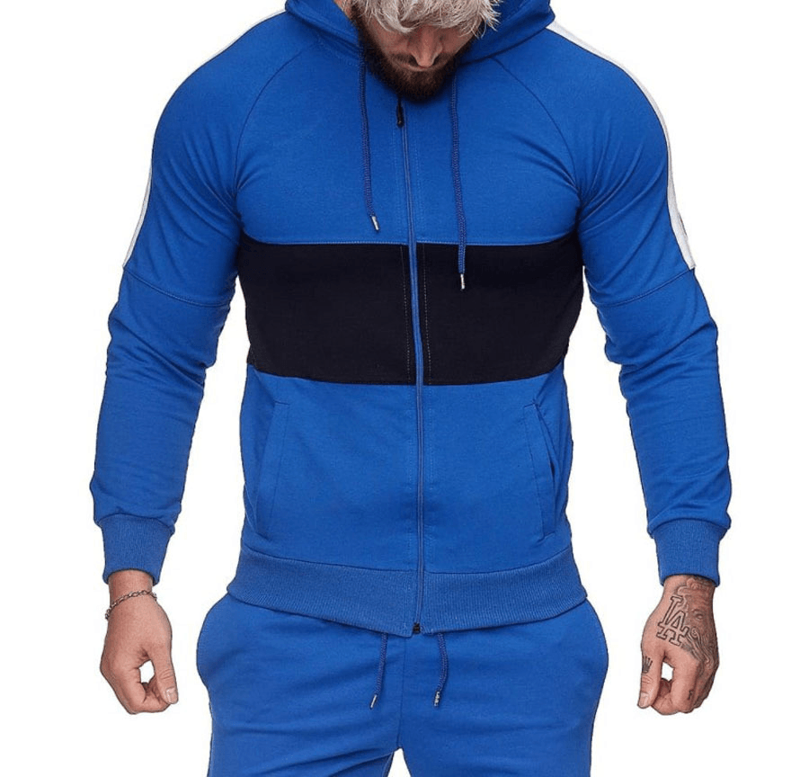 Men's Slim Sports Cardigan Sweater Color Block Fashion Casual Jacket Tops