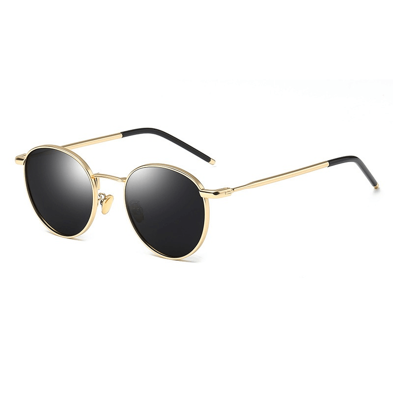 women's round frame retro polarized sunglasses - MRSLM