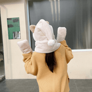 cat scarf hat gloves set faux rabbit fur, view 7 - MRSLM