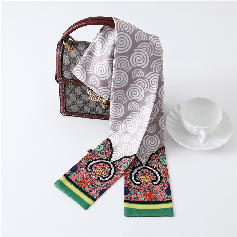 narrow long silk scarf, view 5 - MRSLM