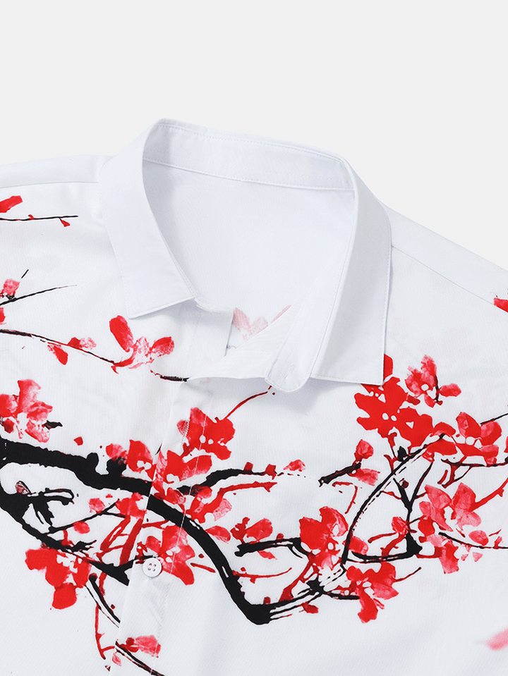 Mens Casual Flower Print Short Sleeve Shirts - MRSLM