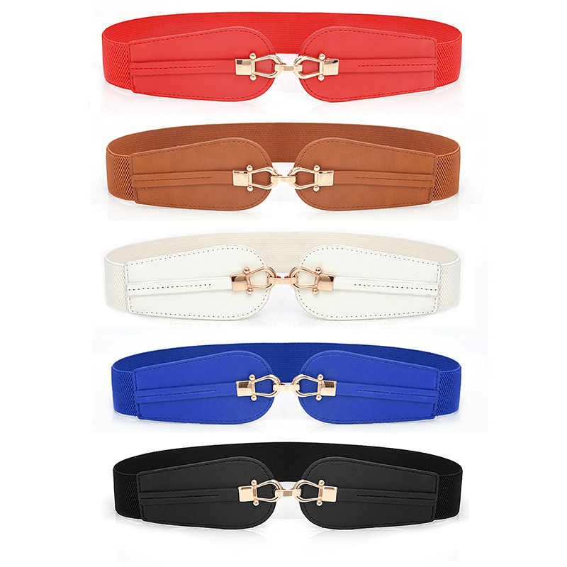 Women's elastic wide faux leather belt, view 3 - MRSLM