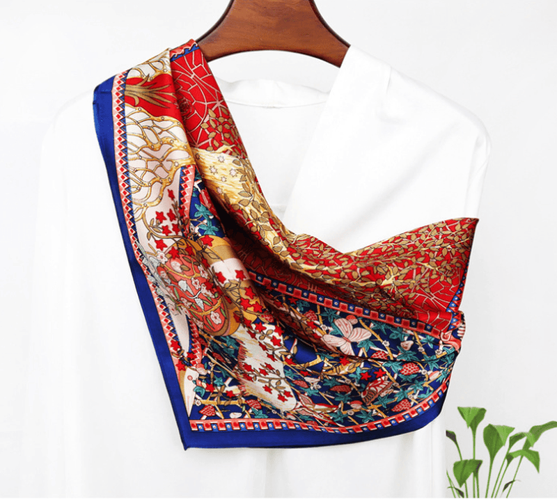 Women's small silk neck scarf, view 2 - MRSLM