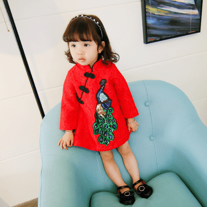 Qz6117 Baby a Small Xuan on Behalf of Autumn and Winter Baby Baby Girls Dress Cheongsam Dress Skirt New Year - MRSLM