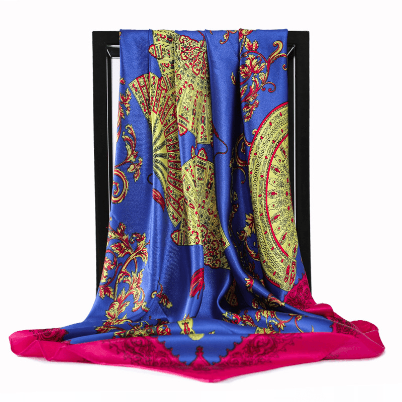 retro silk satin square scarf, view 9 - MRSLM