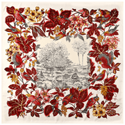 flower and bird twill scarf, view 3 - MRSLM