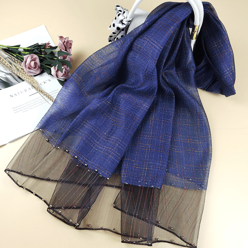 elegant pearl silk scarf shawl, view 12 - MRSLM