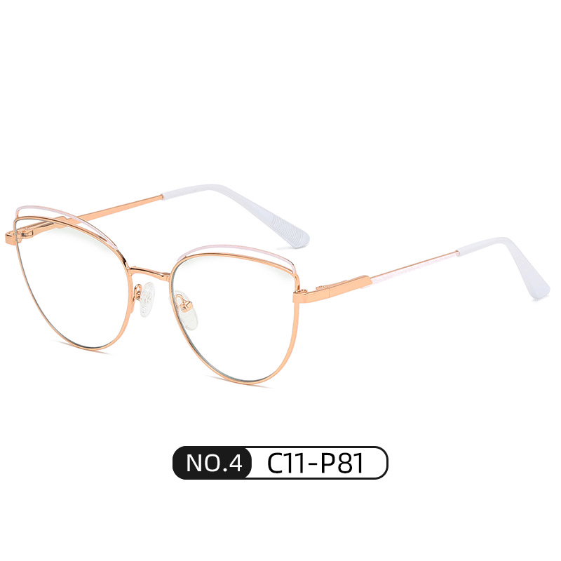Women's two-tone metal cat eye glasses, view 5 - MRSLM
