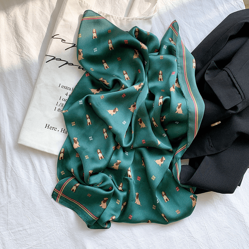women's printed square scarf, view 6 - MRSLM