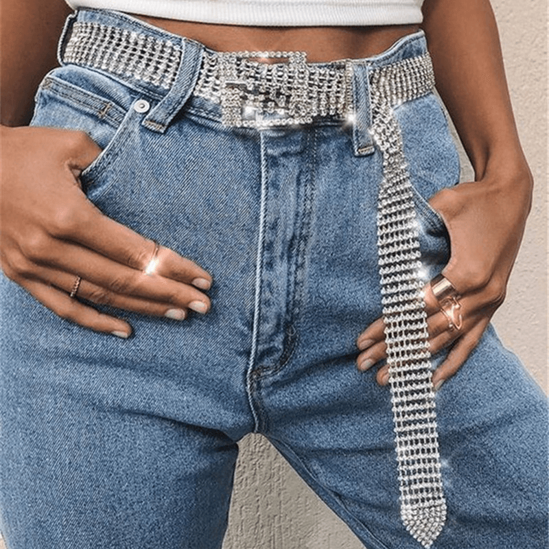 Women's ten-row rhinestone waist chain, view 7 - MRSLM