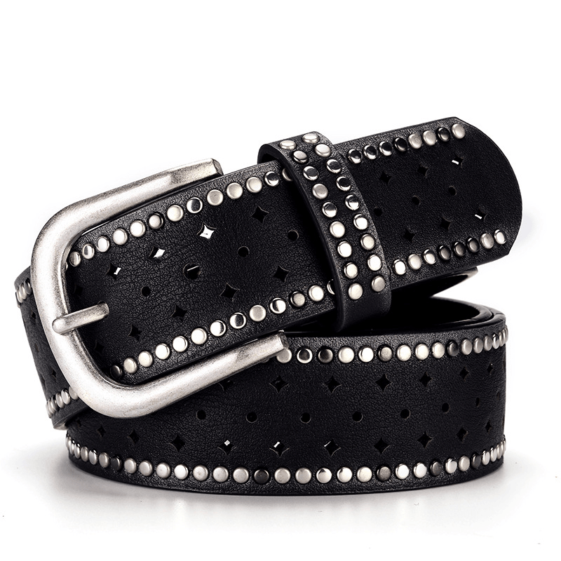 Women's rhinestone rivet belt, view 3 - MRSLM