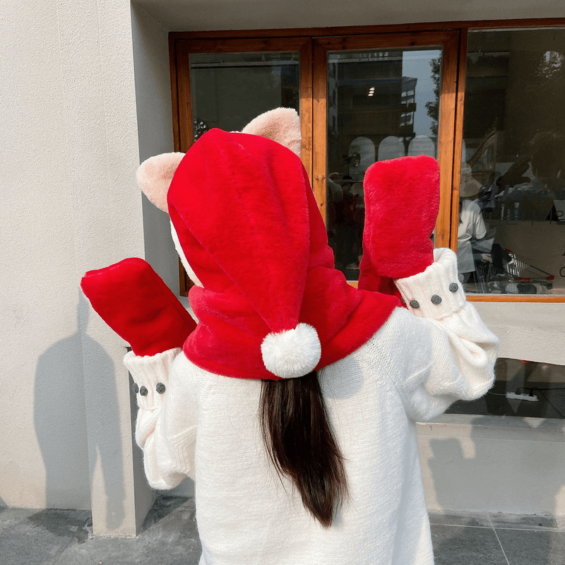 cat scarf hat gloves set faux rabbit fur, view 3 - MRSLM