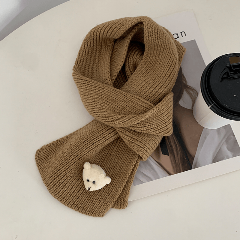 Knitted plain scarf, view 8 - MRSLM
