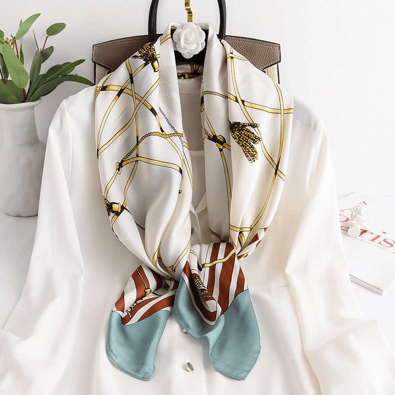 women's imitation silk chain square scarf - MRSLM