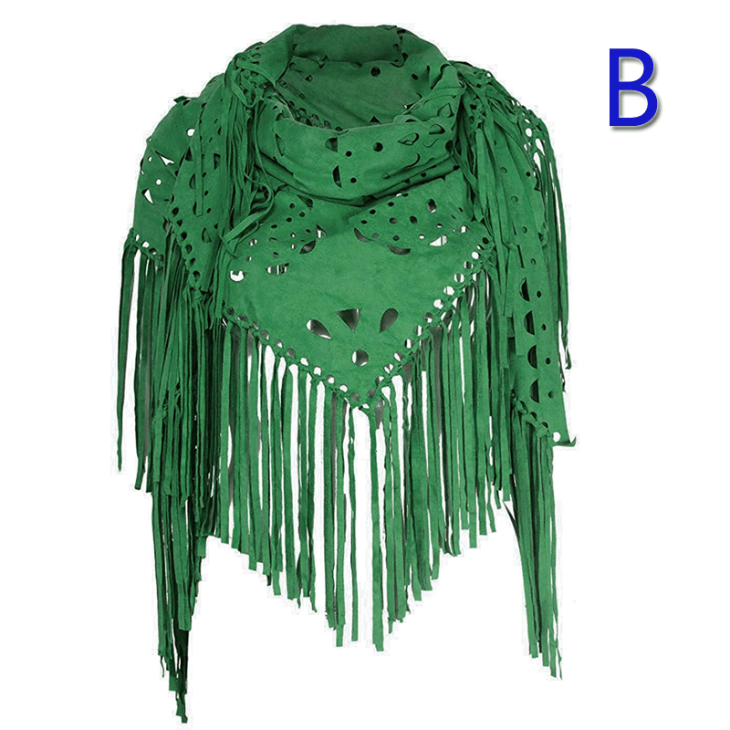 Stretch Suede Fringed Shawl Cape All-Match - MRSLM