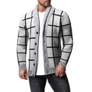 Men'S Winter Color Matching Plaid Cardigan Sweater - MRSLM