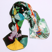 Mulberry silk oil painting scarf, view 5 - MRSLM