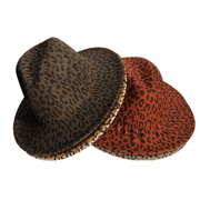 leopard print wool top hat, view 3 - MRSLM