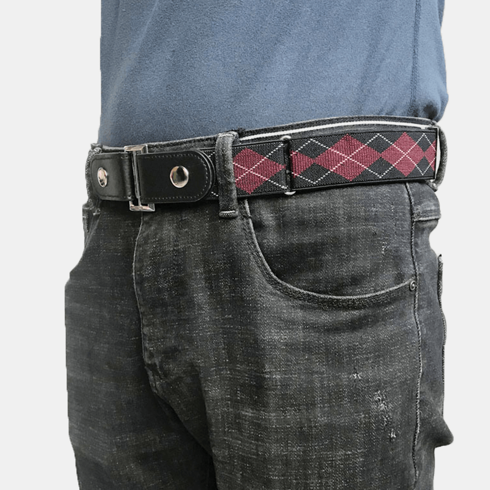 Men PU Leather Adjustable Slim Elastic Invisible Dual-Usage Wild Jeans Belt - MRSLM