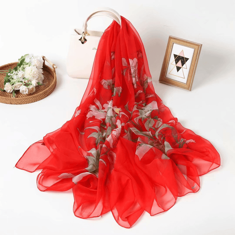 Imitation silk yarn flower scarf, view 5 - MRSLM