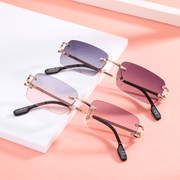 square rimless cut-edge UV400 sunglasses, view 6 - MRSLM