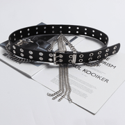 women's black tassel chain rivet belt, view 4 - MRSLM