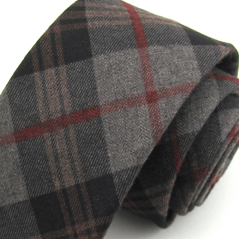 slim striped flannel tie, view 22 - MRSLM