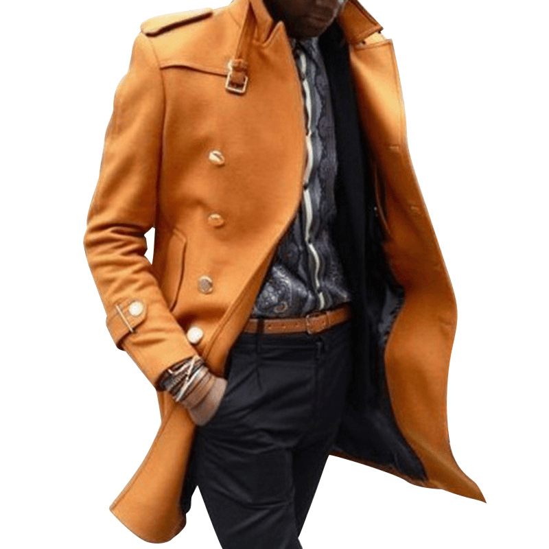 men's mid-length slim-fit lapel coat, view 2 - MRSLM