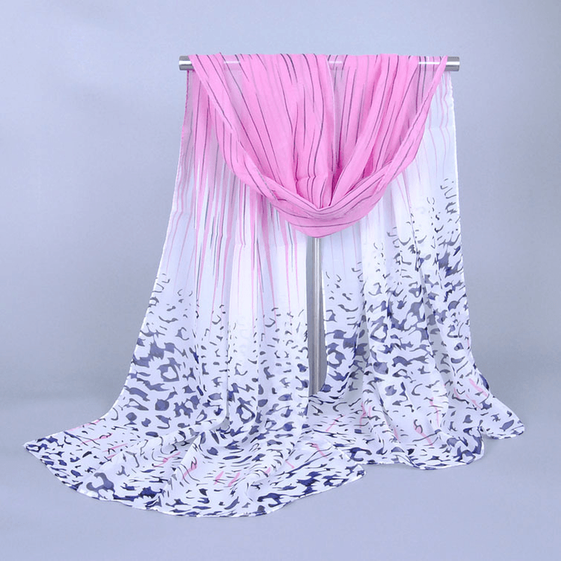 Leopard print chiffon long scarf, view 10 - MRSLM