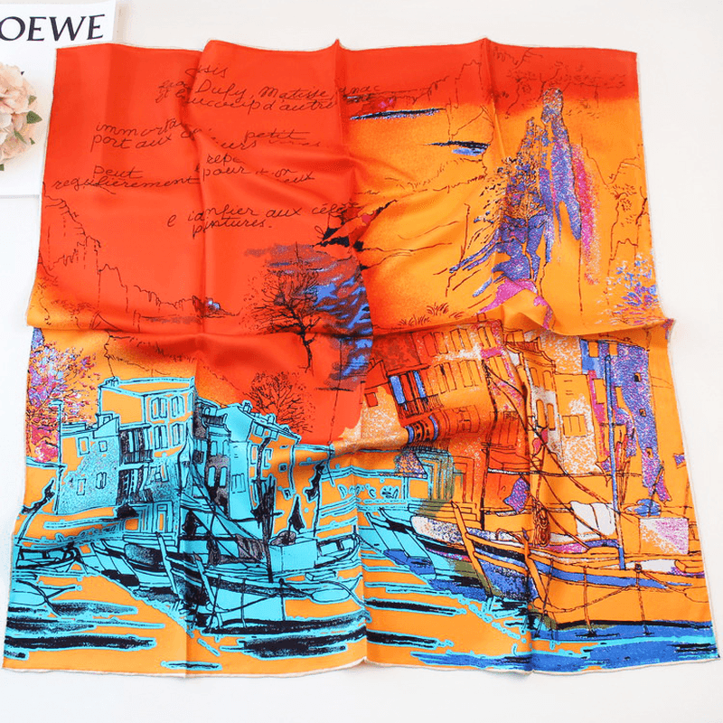 Women's silk twill square scarf, view 4 - MRSLM