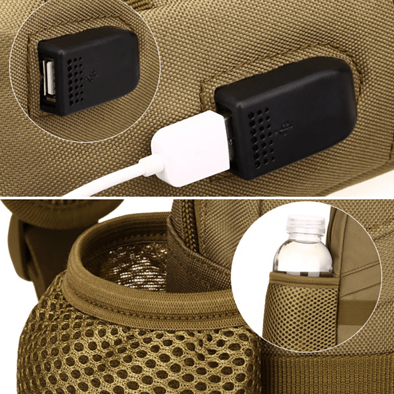 Men Waterproof USB Charging Multi-Functional Crossbody Bag - MRSLM