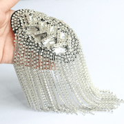 silver fringed metal epaulette shoulder brooch, view 5 - MRSLM