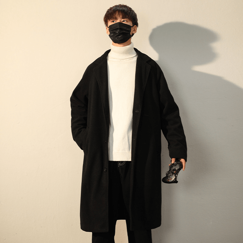Men's mid-length woolen coat, view 4 - MRSLM