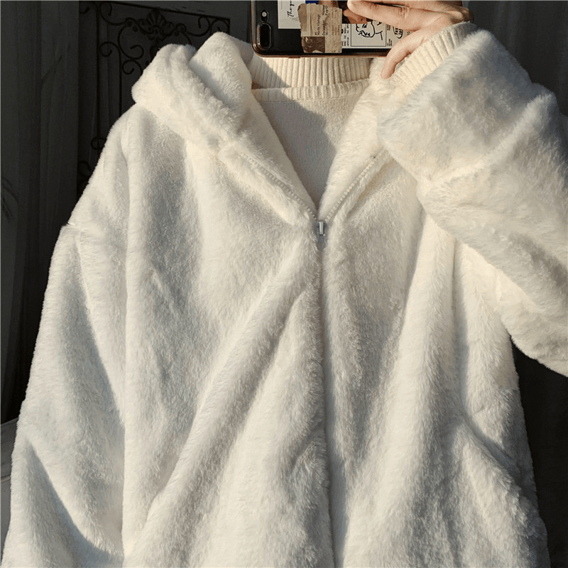 Plain white plus-velvet coat, view 6 - MRSLM