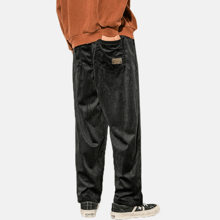 Mens Fashion Corduroy Solid Color Insert Pocket Pants - MRSLM