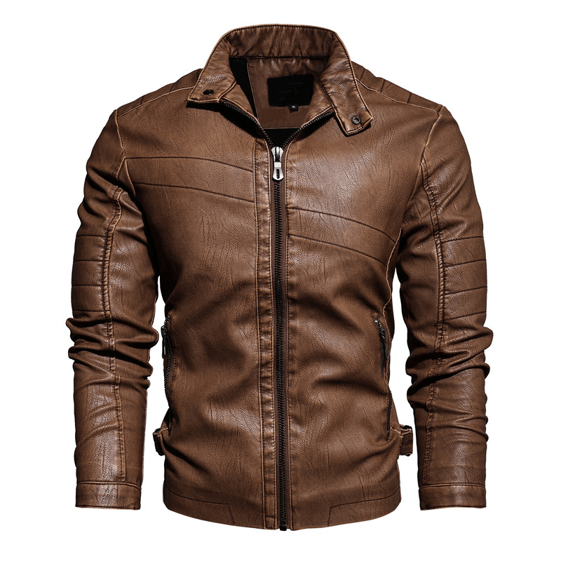 Men's slim PU leather jacket - MRSLM