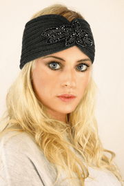 knit hair band with hexagonal diamond, view 2 - MRSLM