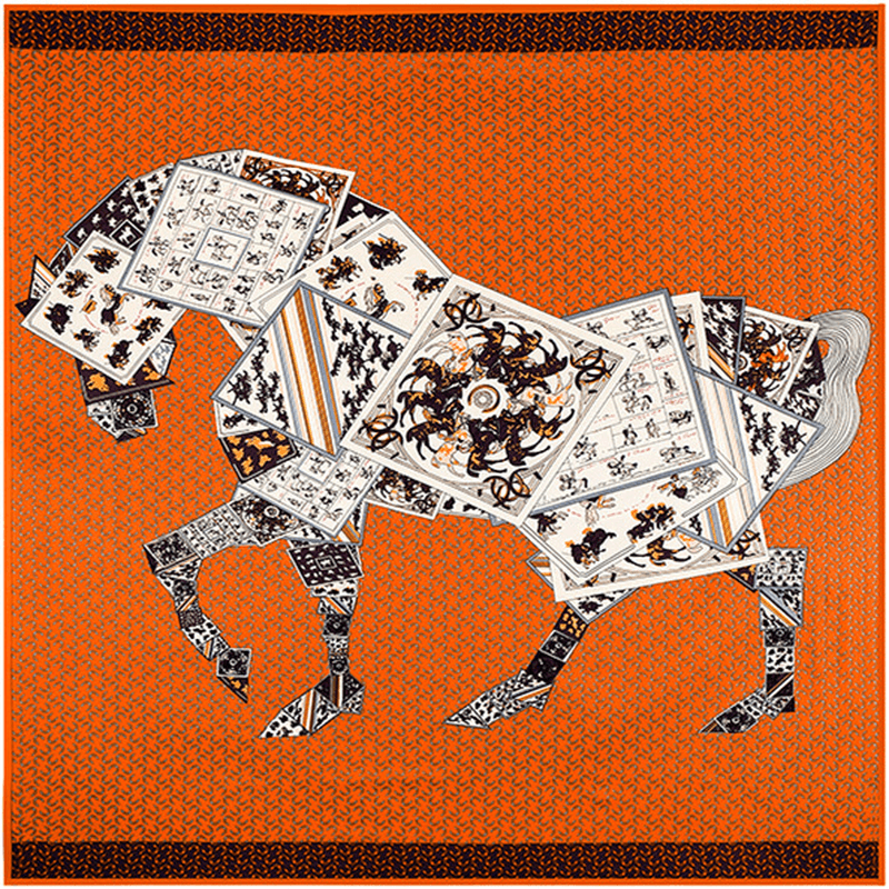 large square faux silk scarf, view 3 - MRSLM