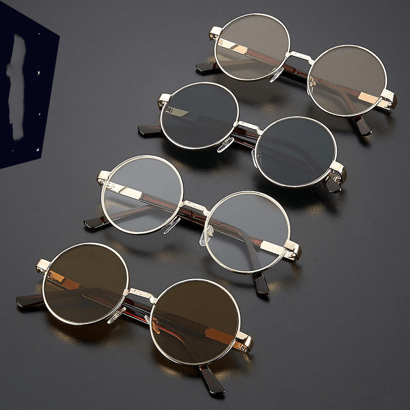 Crystal flat round metal glasses, view 5 - MRSLM