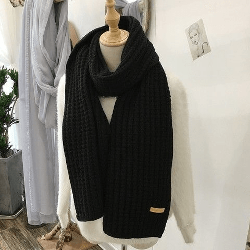 Women's thick knit striped winter scarf, view 5 - MRSLM