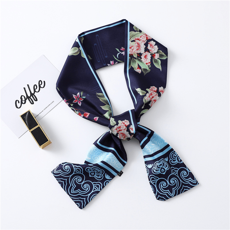 narrow long silk scarf, view 4 - MRSLM