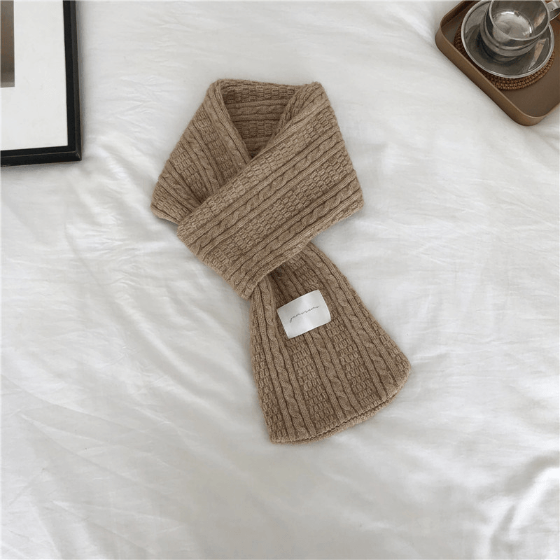 pure color knitted warm scarf, view 9 - MRSLM