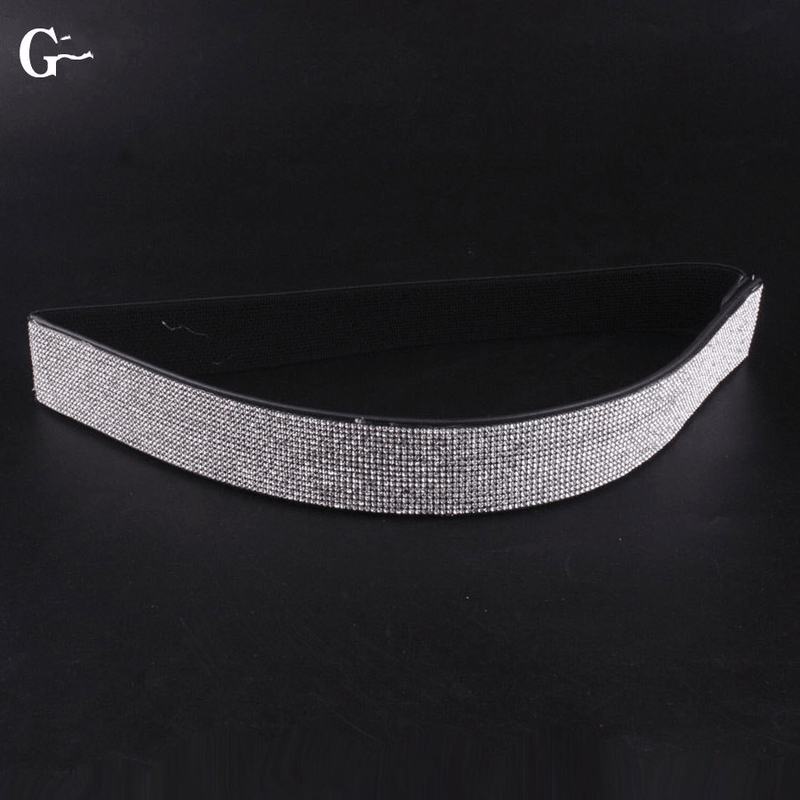 Women's rhinestone elastic wide belt, view 11 - MRSLM