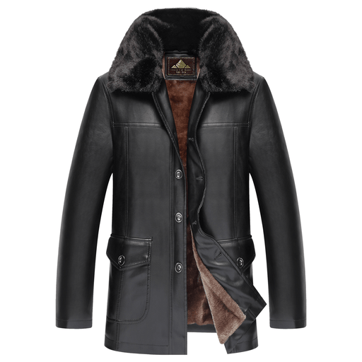 men's plush pu leather coat - MRSLM